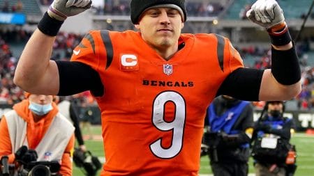 Joe Burrow celebrates the Bengals' win over the Chiefs. Syndication The Enquirer